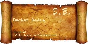 Decker Beáta névjegykártya