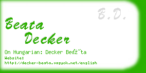 beata decker business card